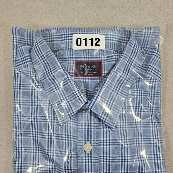 UNTUCKit Shirt Mens L Blue White Plaid Button Up Slim Fit Morisoli - Picture 10 of 10